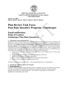 Plan Review Task Force Pass Rate Incentive Program - Gatekeeper  Email notification,