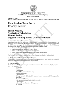 Plan Review Task Force Priority Review