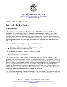 MECKLENBURG COUNTY Interactive Review Strategy  Land Use and Environmental Service Agency