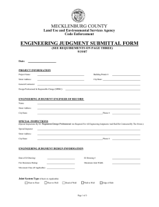 ENGINEERING JUDGMENT SUBMITTAL FORM  (SEE REQUIREMENTS ON PAGE THREE) 9/19/07