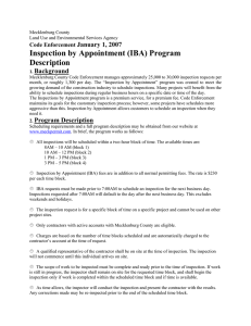 Inspection by Appointment (IBA) Program Description January 1, 2007 Background