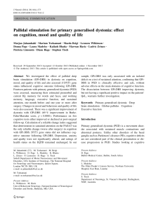 Pallidal stimulation for primary generalised dystonia: effect