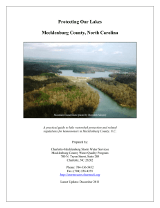 Protecting Our Lakes  Mecklenburg County, North Carolina