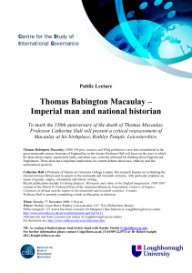 Thomas Babington Macaulay – Imperial man and national historian
