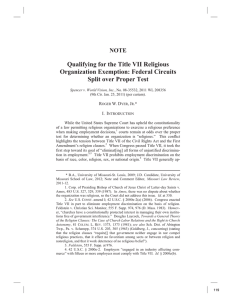Qualifying for the Title VII Religious Organization Exemption: Federal Circuits NOTE