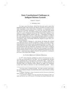 State Constitutional Challenges to Indigent Defense Systems I. I