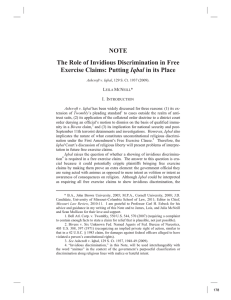 NOTE The Role of Invidious Discrimination in Free Exercise Claims: Putting Iqbal