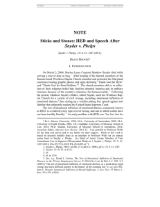 NOTE Sticks and Stones: IIED and Speech After Snyder v. Phelps I.