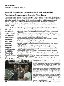 Research, Monitoring, and Evaluation of Fish and Wildlife