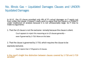 No. Illinois Gas – Liquidated Damages Clauses and UNDER- liquidated Damages