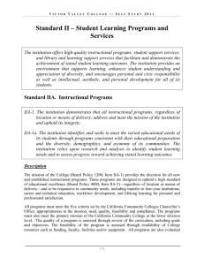 Standard II – Student Learning Programs and Services