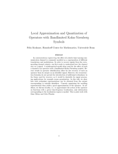 Local Approximation and Quantization of Operators with Bandlimited Kohn-Nirenberg Symbols