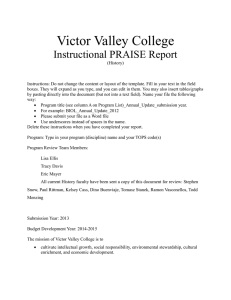 Victor Valley College Instructional PRAISE Report