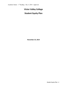 Victor Valley College Student Equity Plan November 25, 2014