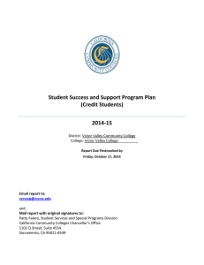 Student Success and Support Program Plan (Credit Students) 2014-15