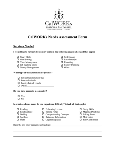 CalWORKs Needs Assessment Form  Services Needed