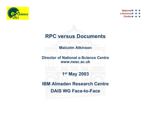 RPC versus Documents 1 May 2003 IBM Almaden Research Centre