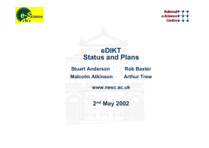 eDIKT Status and Plans 2 May 2002
