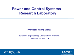 Power and Control Systems Research Laboratory PACSR Professor Jihong Wang