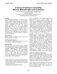 A Survey of Software Learnability: Metrics, Methodologies and Guidelines