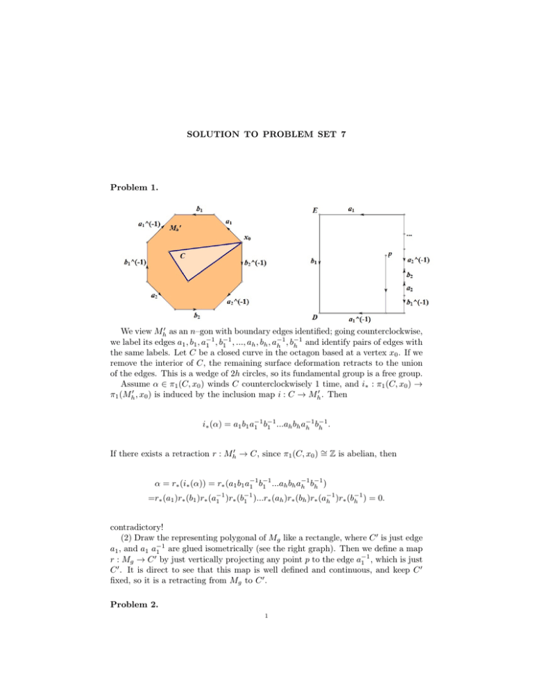 SOLUTION TO PROBLEM SET 7 Problem 1. We view M