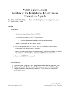 Victor Valley College Meeting of the Institutional Effectiveness Committee- Agenda