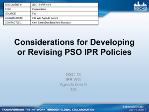 DOCUMENT #: GSC13-IPR-14r1 FOR: Presentation