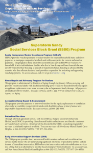 Superstorm Sandy Social Services Block Grant (SSBG) Program Department of Human Services