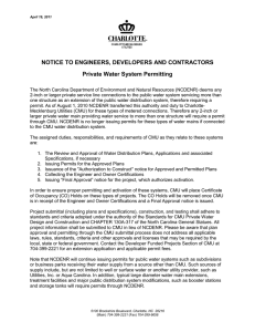 NOTICE TO ENGINEERS, DEVELOPERS AND CONTRACTORS Private Water System Permitting