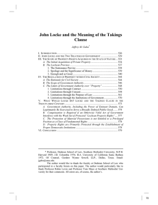John Locke and the Meaning of the Takings Clause