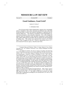 MISSOURI LAW REVIEW Good Guidance, Good Grief! I. I