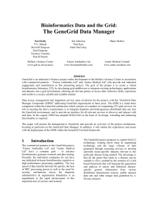 The GeneGrid Data Manager  Bioinformatics Data and the Grid: