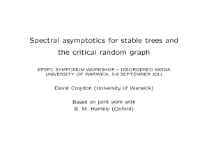 Spectral asymptotics for stable trees and the critical random graph