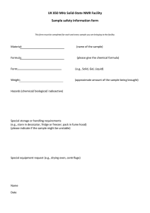 UK 850 MHz Solid-State NMR Facility Sample safety information form