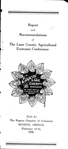 The Lane County Agricultural Report Recommendations Economic Conference