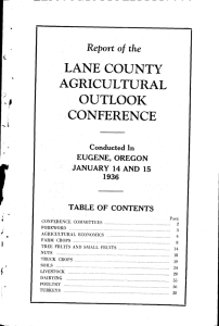 AGRiCULTURAL OUTLOOK LANE COUNTY CONFERENCE