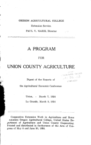 A PROGRAM UNION COUNTY AGRICULTURE FOR Digest of the Reports of