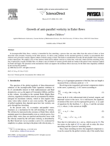 Growth of anti-parallel vorticity in Euler flows Stephen Childress ∗