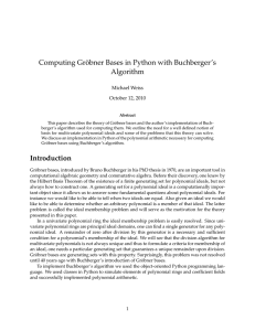 Computing Gr ¨obner Bases in Python with Buchberger’s Algorithm Michael Weiss