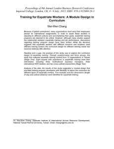 Training for Expatriate Workers: A Module Design in Curriculum Wei-Wen Chang