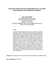 Corporate Taxes and Firm Capital Structure: A Pooled Abu Taher Mollik