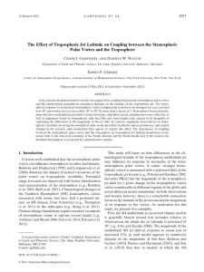 The Effect of Tropospheric Jet Latitude on Coupling between the... Polar Vortex and the Troposphere