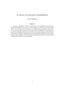 A survey of Lancaster probabilities A. E. Koudou
