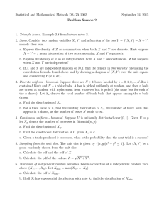 Statistical and Mathematical Methods DS-GA 1002 September 24, 2015 Problem Session 2