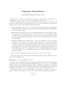 Lagrange’s Interpolation Daniel Rogers ()