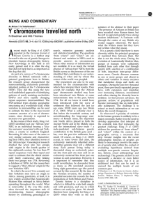 Y chromosome travelled north ............................................................... NEWS AND COMMENTARY