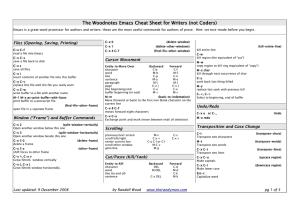 The Woodnotes Emacs Cheat Sheet for Writers (not Coders)