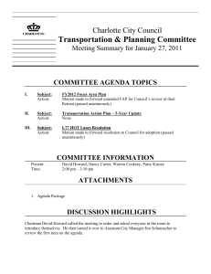 Transportation &amp; Planning Committee Charlotte City Council