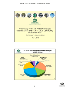 Preliminary FY2016 &amp; FY2017 Strategic Operating Plan and FY2016-2020 Community Investment Plan 1