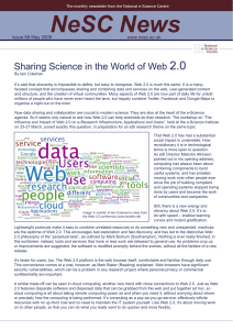 NeSC News 2.0 Sharing Science in the World of Web